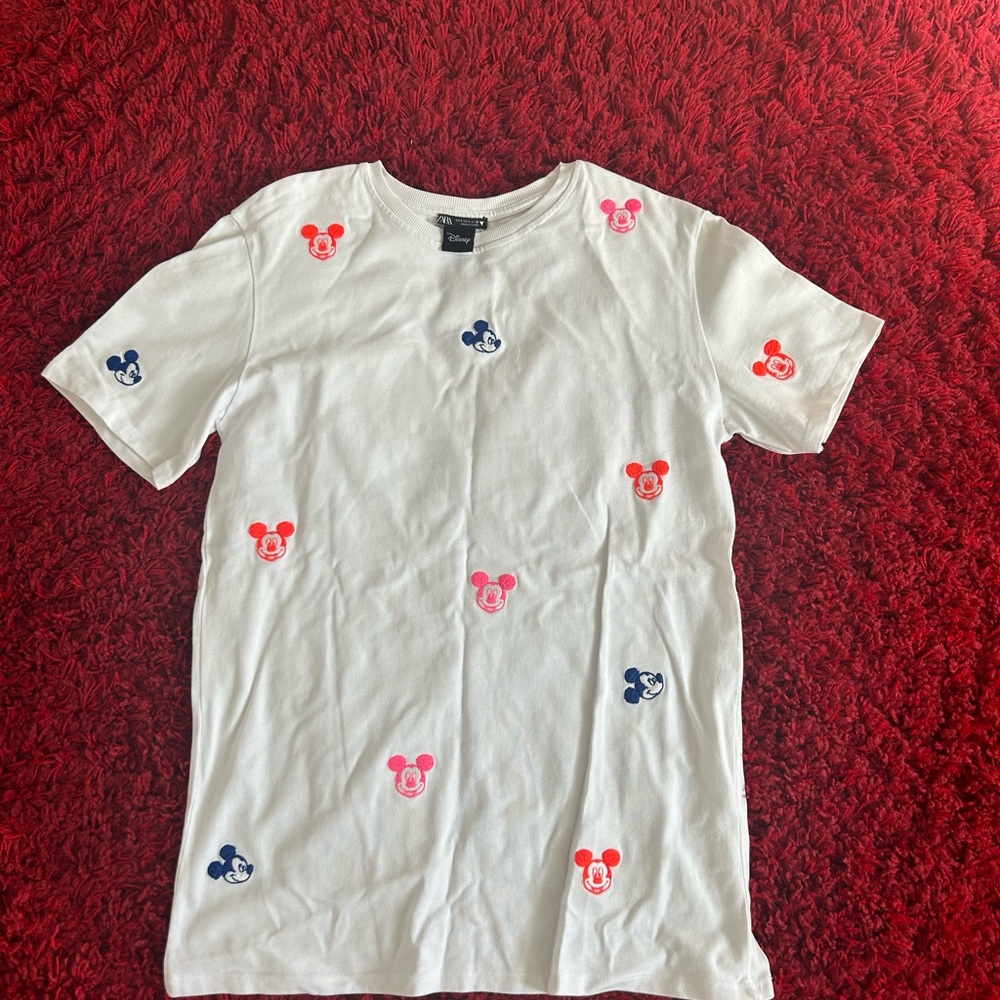 Disney women White T-Shirt/tunic with Mickey Mouse Print